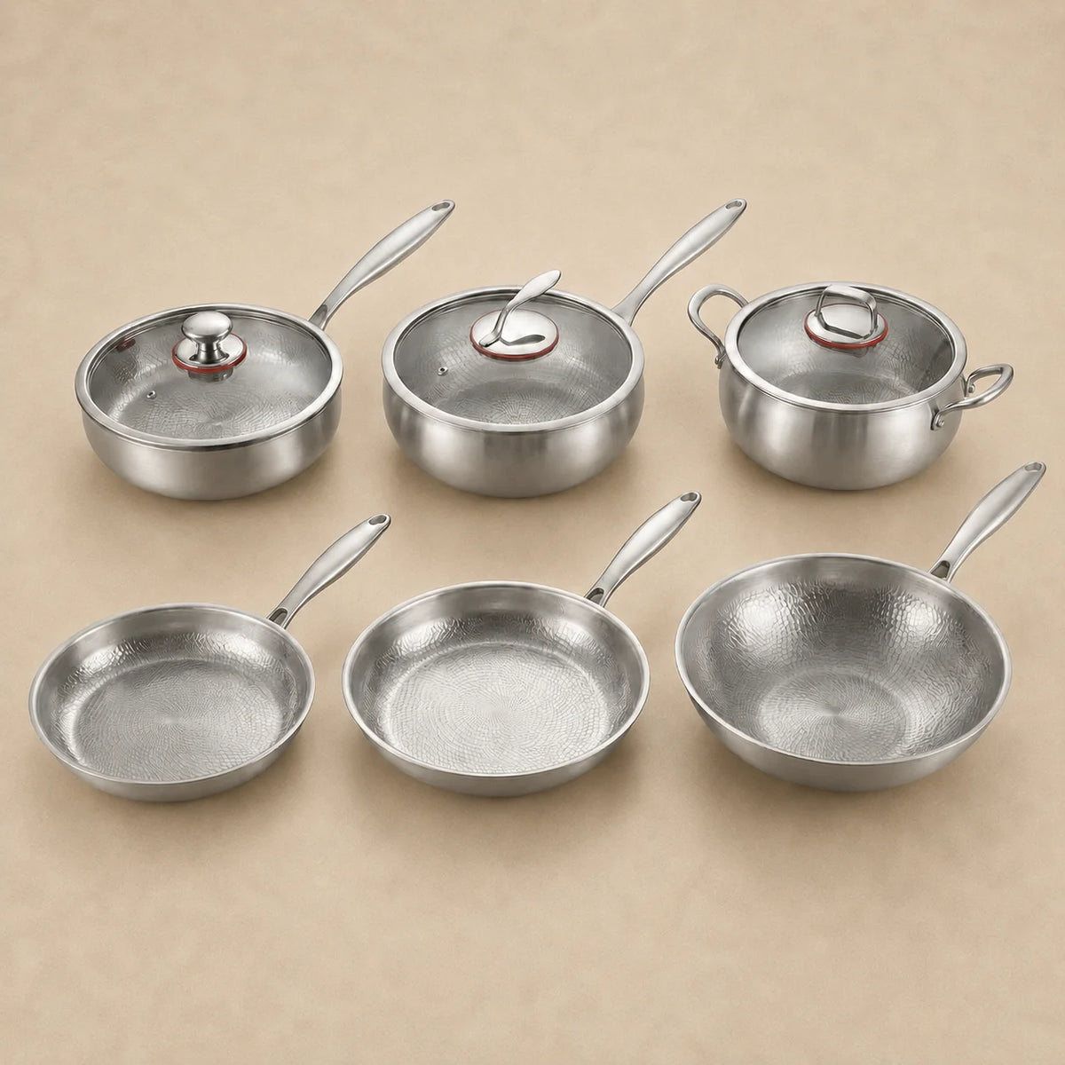 Pure Titanium Hammered Complete Cookware Set